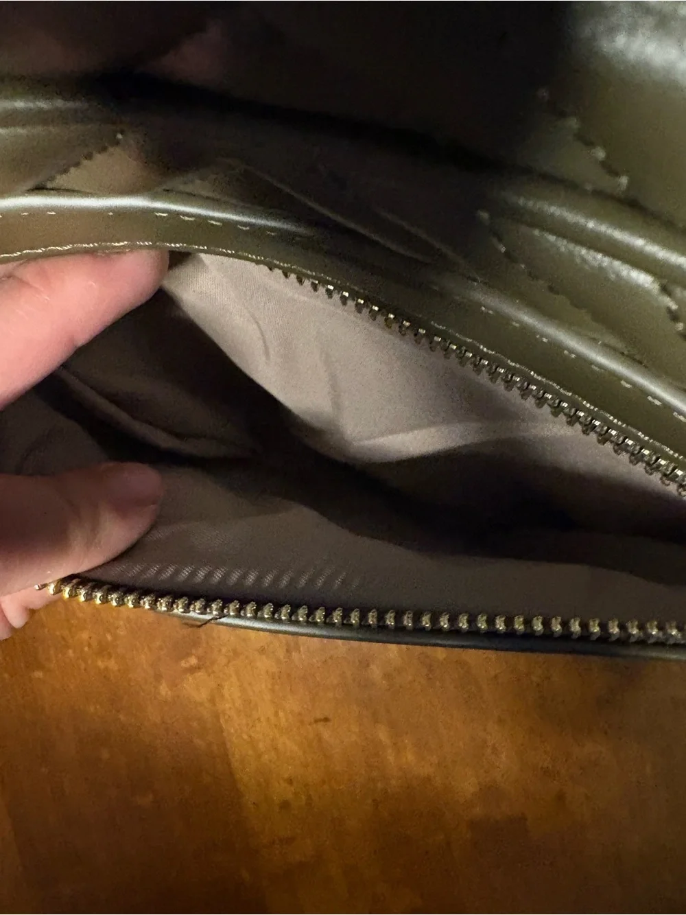 Bostanten Olive Quilted Crossbody with Front Zip Pocket